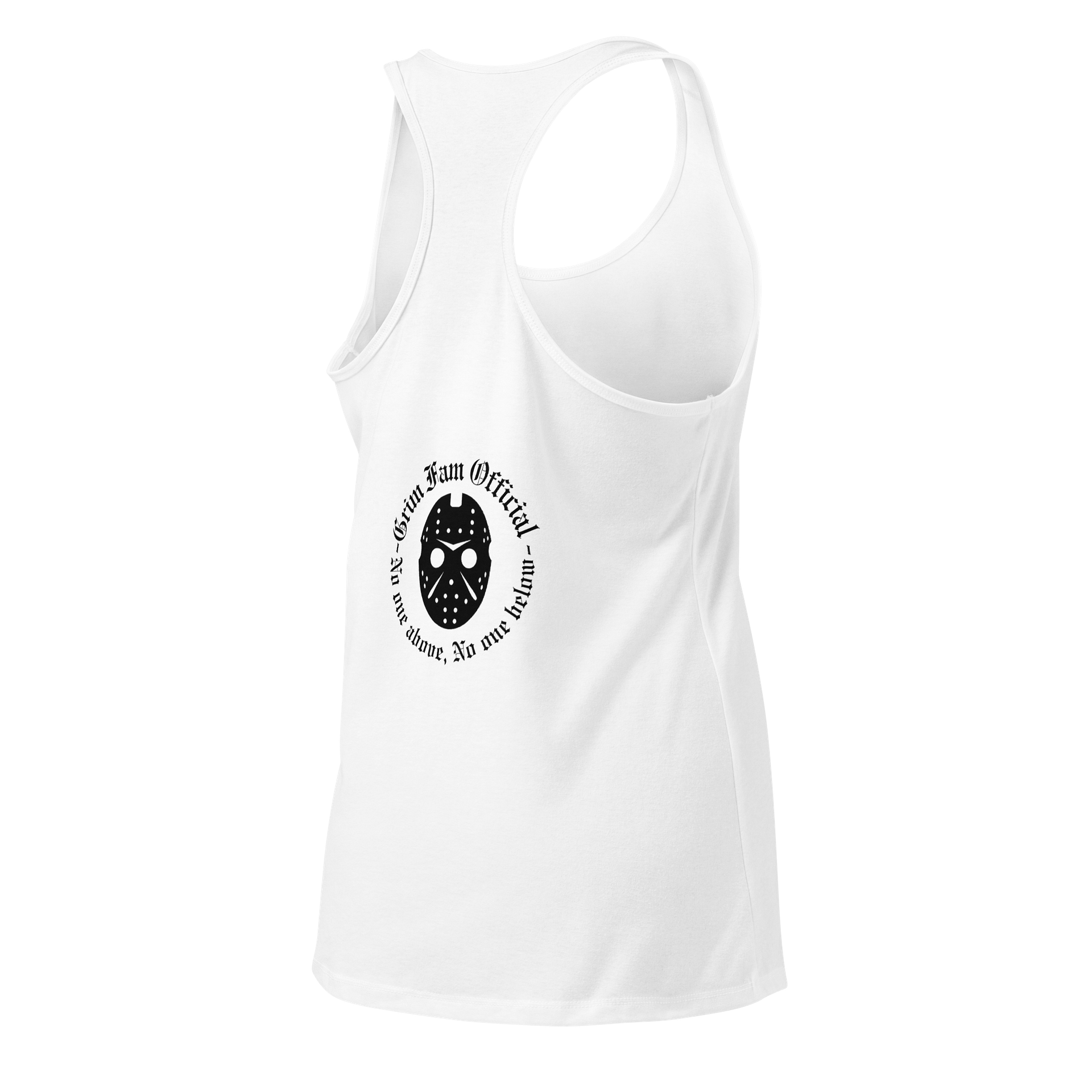 GRIMFAM OFFICIAL – WOMEN’S RACERBACK TANK TOP - #2 Black Text product image (28)