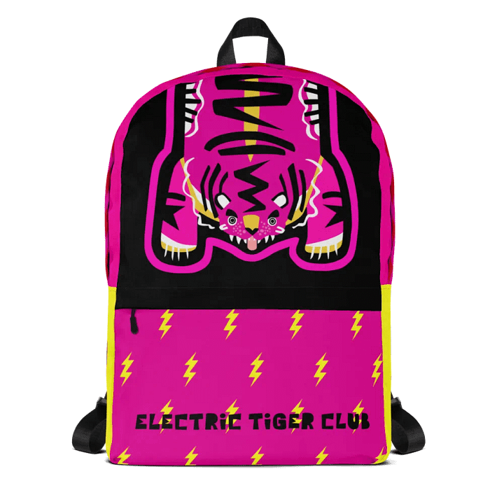 Pink Electric Tiger on Black and Yellow - Backpack product image (1)