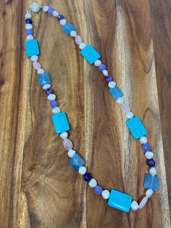 Handmade Necklace (Turquoise, Pearl, Purple, Pink) product image (2)