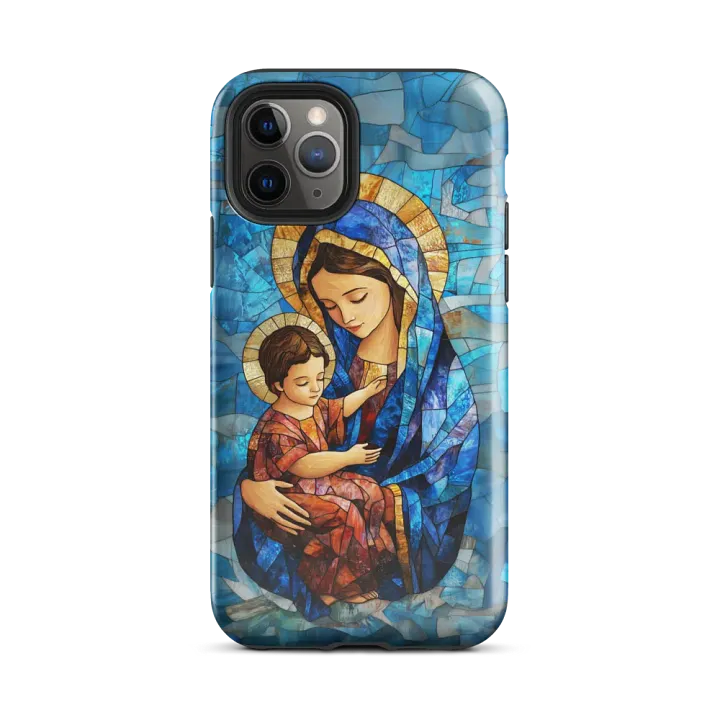 Virgin Mary and Baby Jesus Stained Glass Effect - Tough Phone Case product image (2)