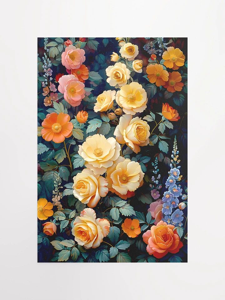 Sunset Hues Rose Garden Poster: Vivid Botanical Art for Elegant Interiors Matte Poster product image (2)