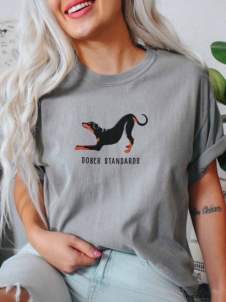 Dober Standards T-Shirt(Embroidered) of a Doberman Pinscher(Full Tail & Ears) product image (2)