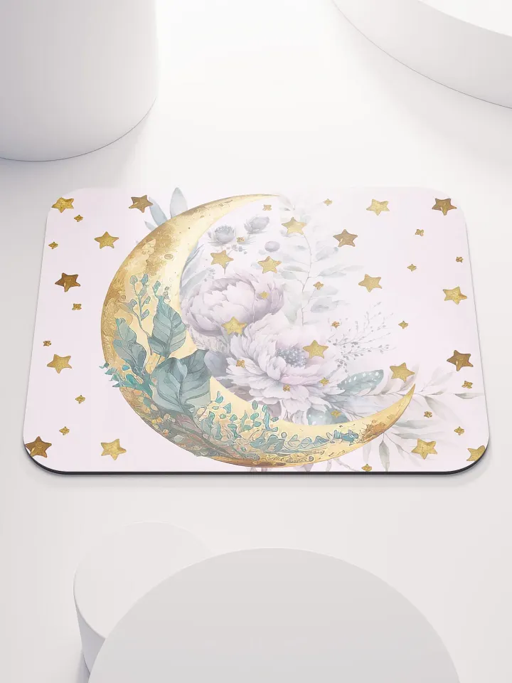 Boho Moon Design With Golden Stars Mousepad product image (1)