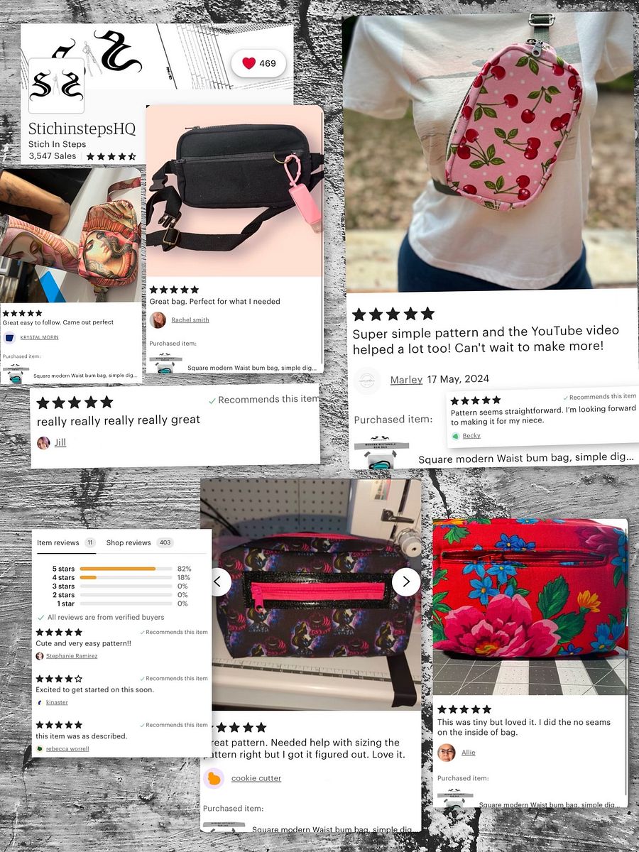 Modern rectangle shape Waist Bag - Sewing Pattern product image (7)