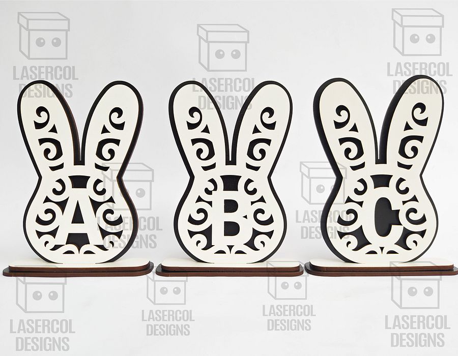 Easter Bunny Monogram Set 3 (3 Sizes) - Laser Cut Files product image (3)