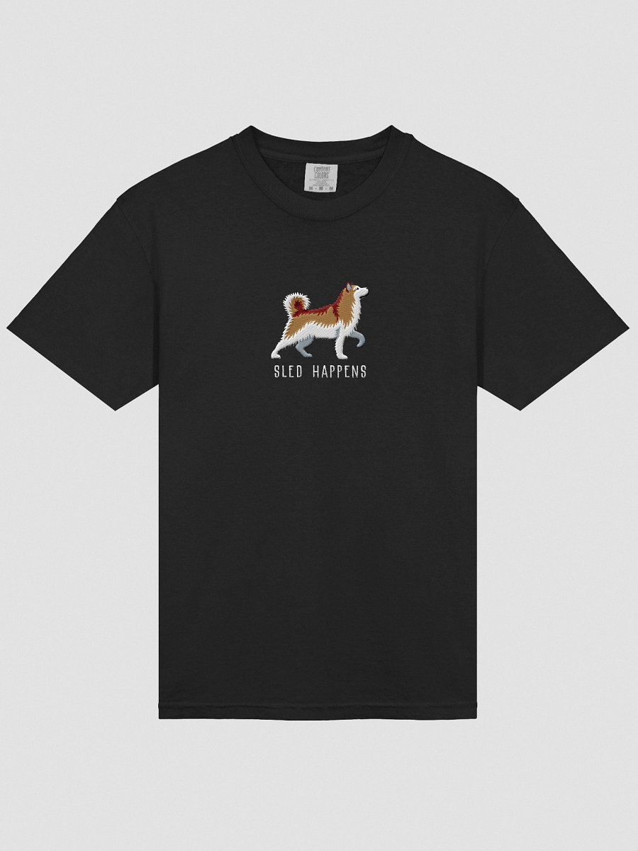Sled Happens T-Shirt(Embroidered) of an Alaskan Malamute(Brown & White) product image (17)