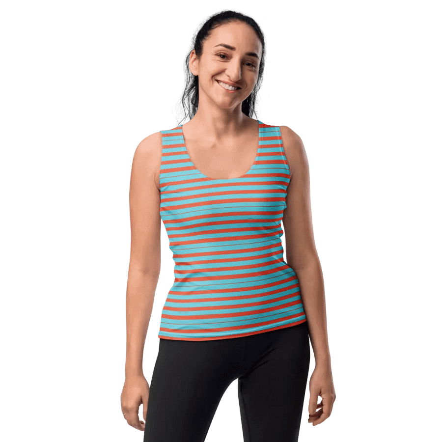 Egyptian Blue and Burnt Orange Striped Women's Tank Top product image (10)