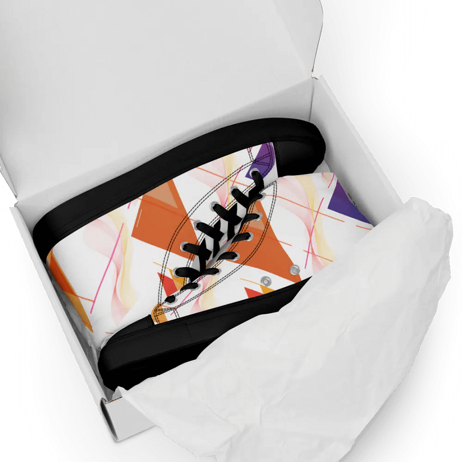 Women's High Top Canvas Shoes -Abstract orange and Purple design product image (8)