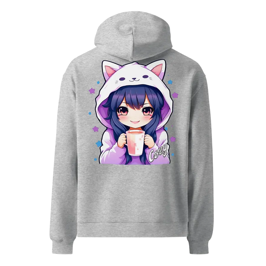 Cozy Kawaii Anime Girl - Premium Hoodie - Athletic Heather - Back Printed Design product image (1)