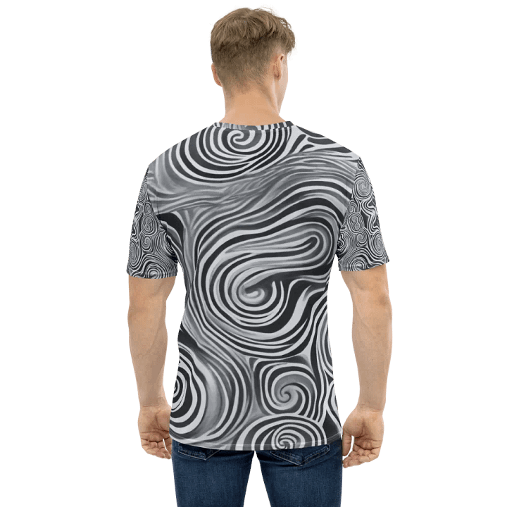 Funky Black and White Noir Liquid Tie-Dye Men's T-shirt product image (2)