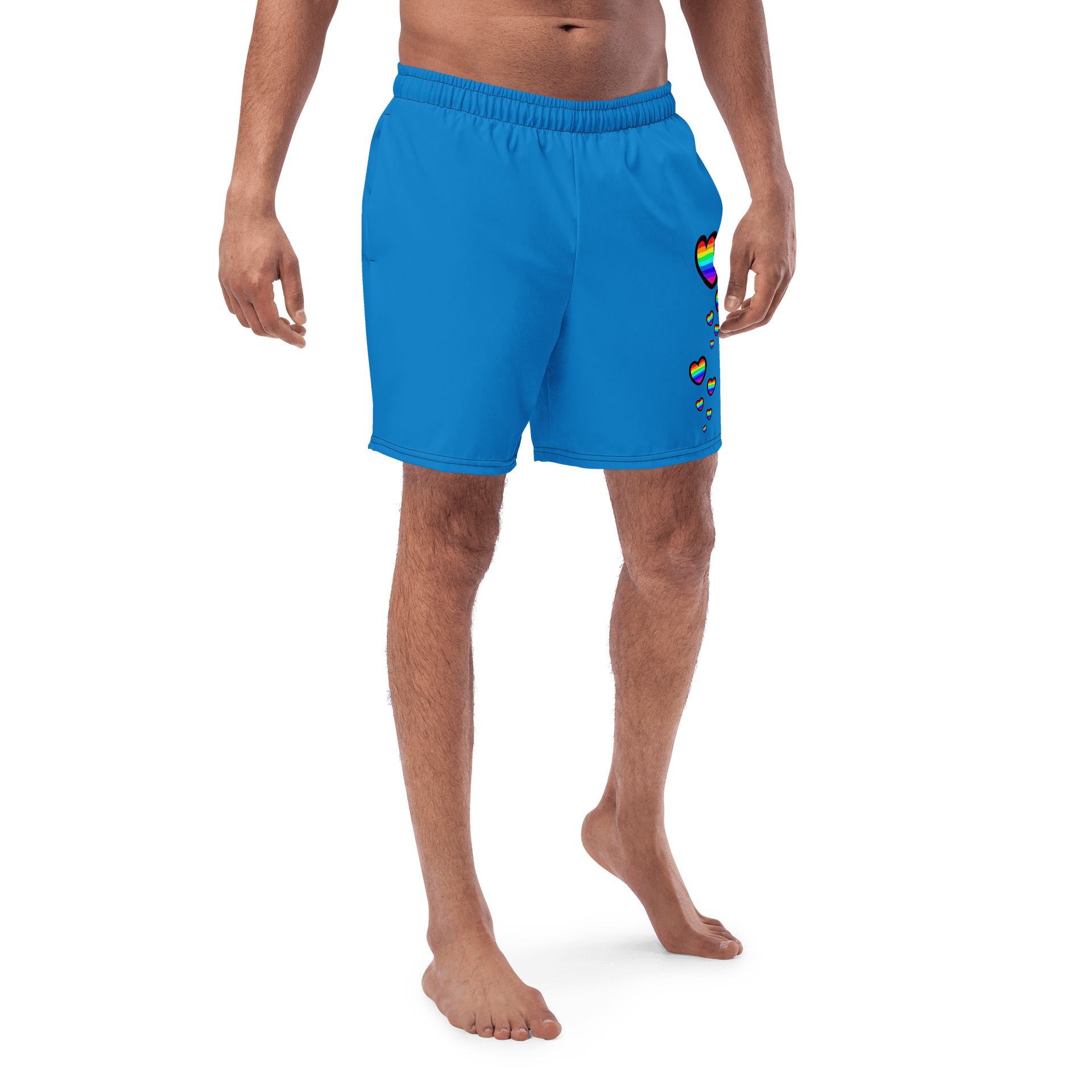 Rainbow Hearts Swimming SHORTS - BLUE product image (1)