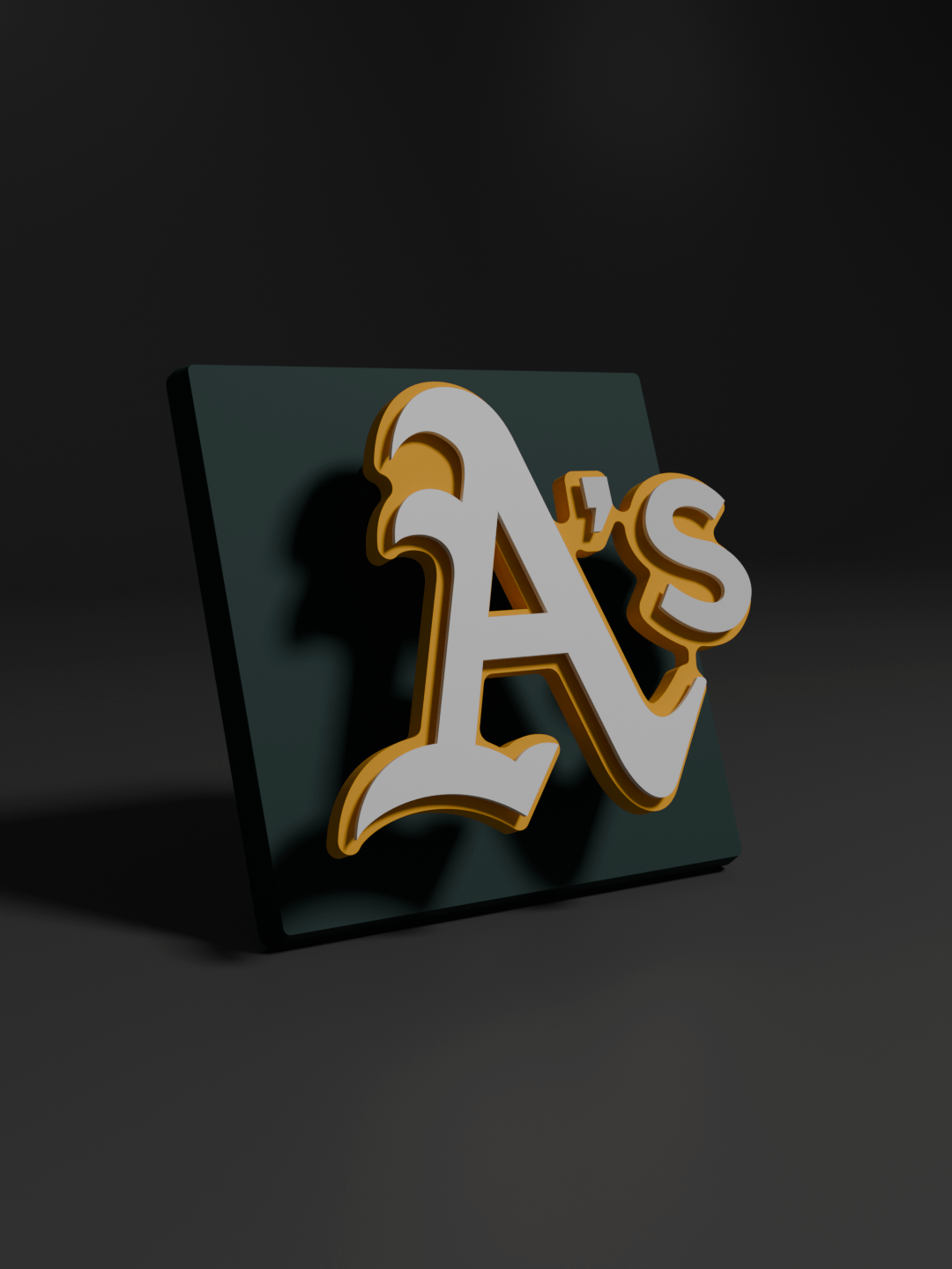 Oakland (Sacramento, Las Vegas?) Athletics 3D Printed Floating Logo Sign (Digital File Only) product image (1)