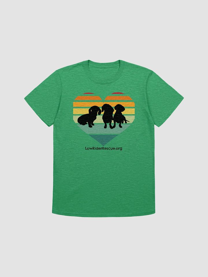 Triple Doxie LOVE - Sunset Heart Unisex Low Rider T-shirt product image (6)