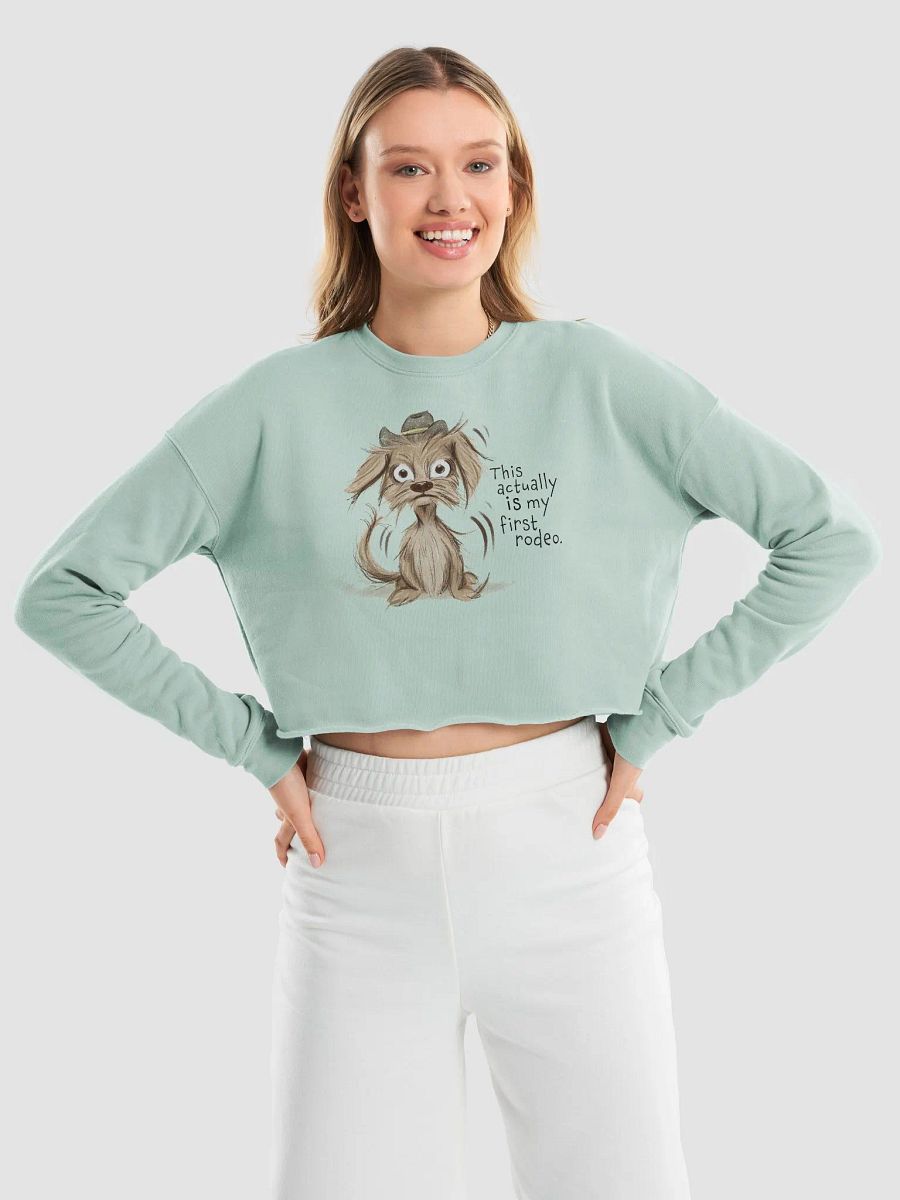Anxious Pup Cropped Sweatshirt Dusty Blue product image (6)
