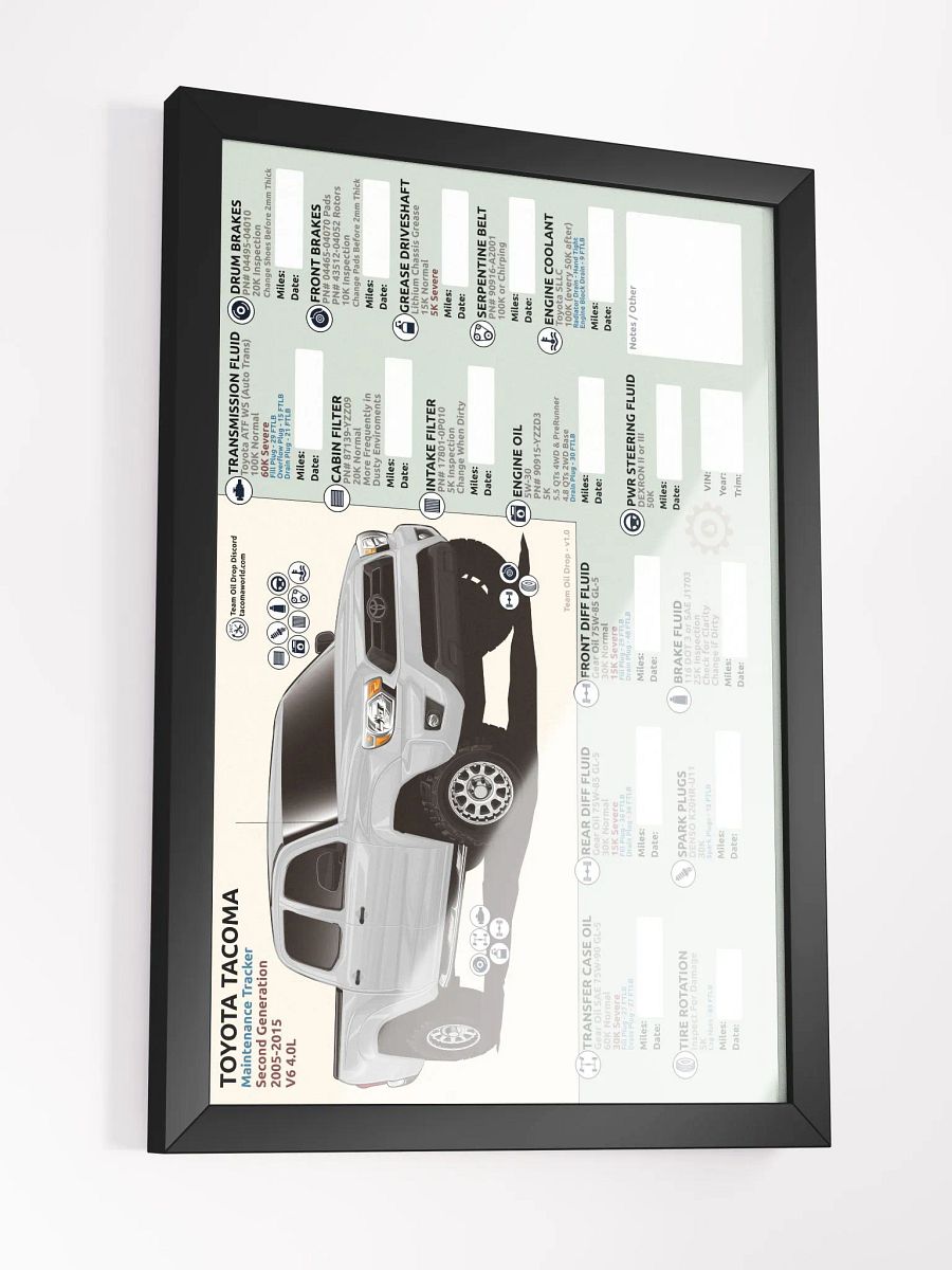 2nd GEN MAINTENANCE TRACKER V1.0 - White (FRAMED) product image (4)