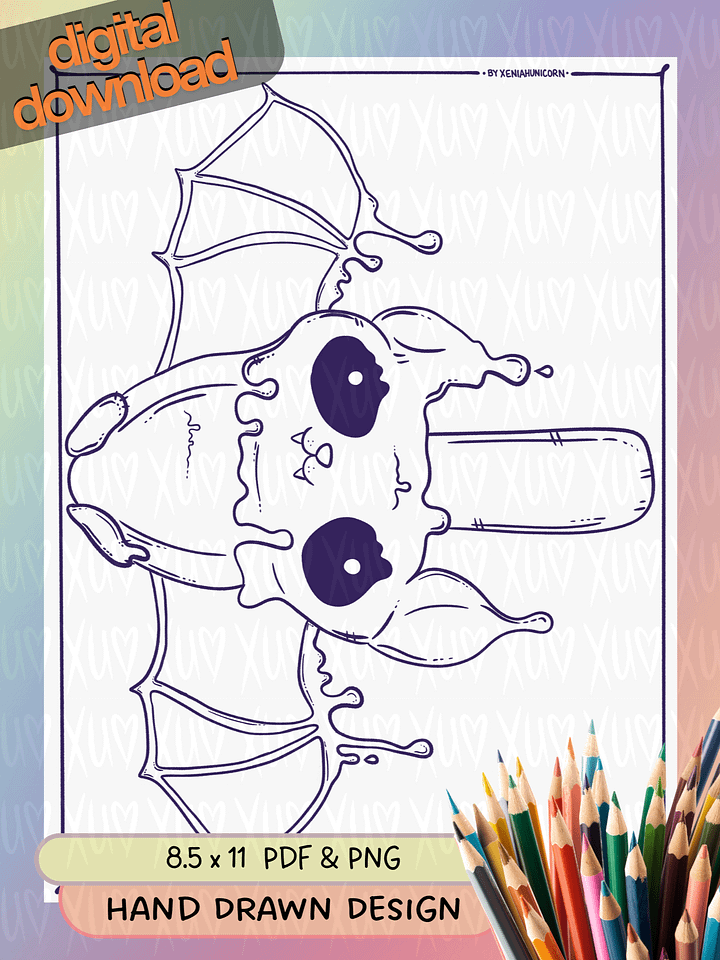 Bat Pop – Summerween Scream – Spooky-Sweet Coloring Page product image (1)