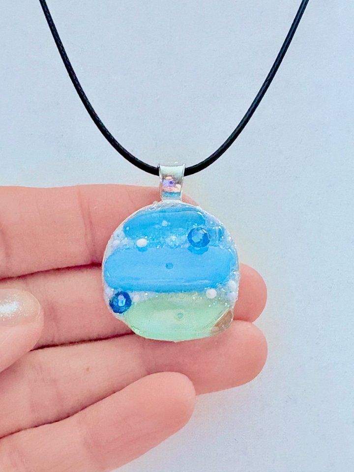 Coastal Calm Horizon Pendant Necklace | Handmade Glass Art Jewelry | Monique Faella Designs™ | MFD-00214 product image (1)