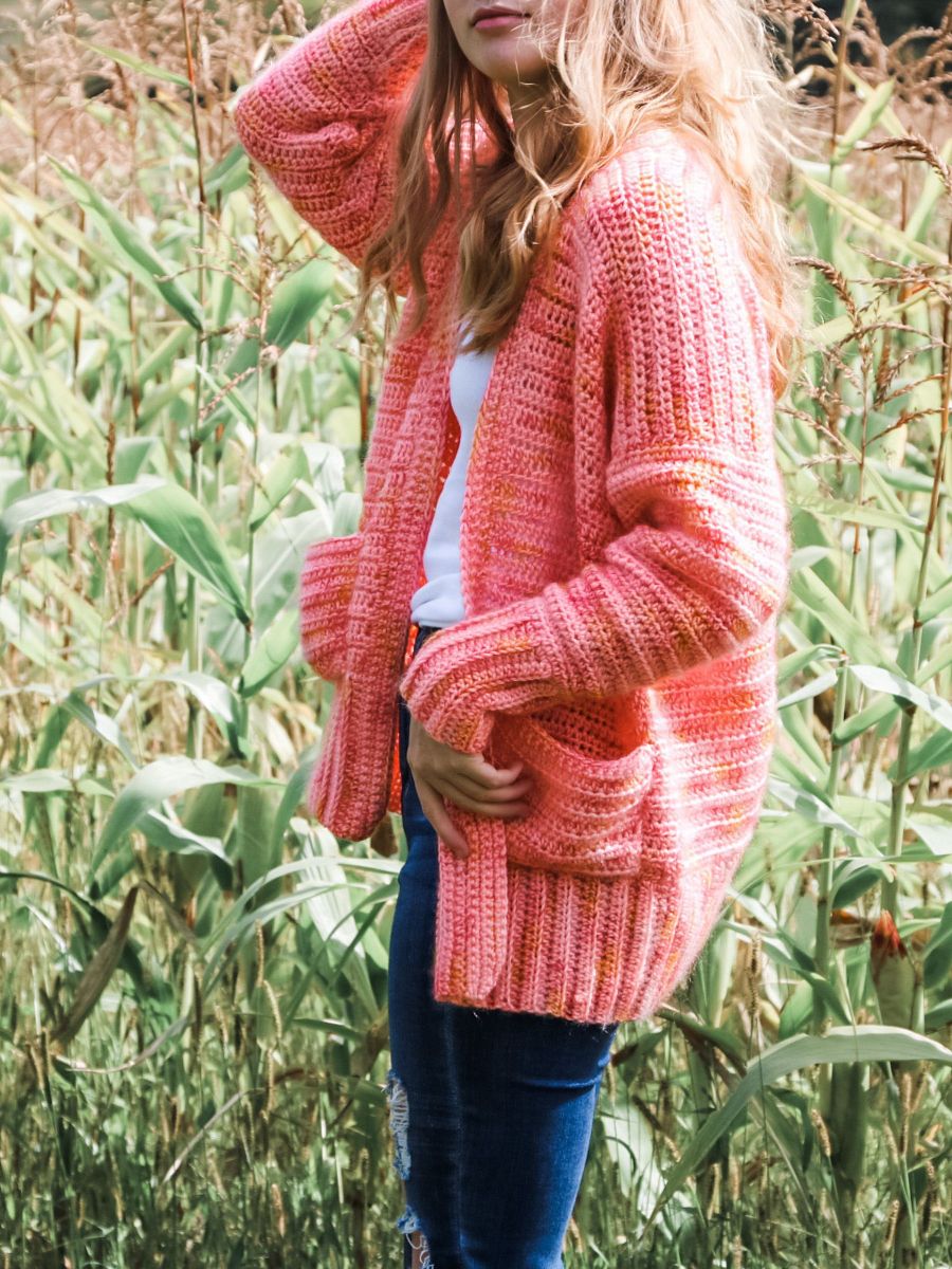 Fuzzy Peach Cardigan Crochet Pattern product image (8)