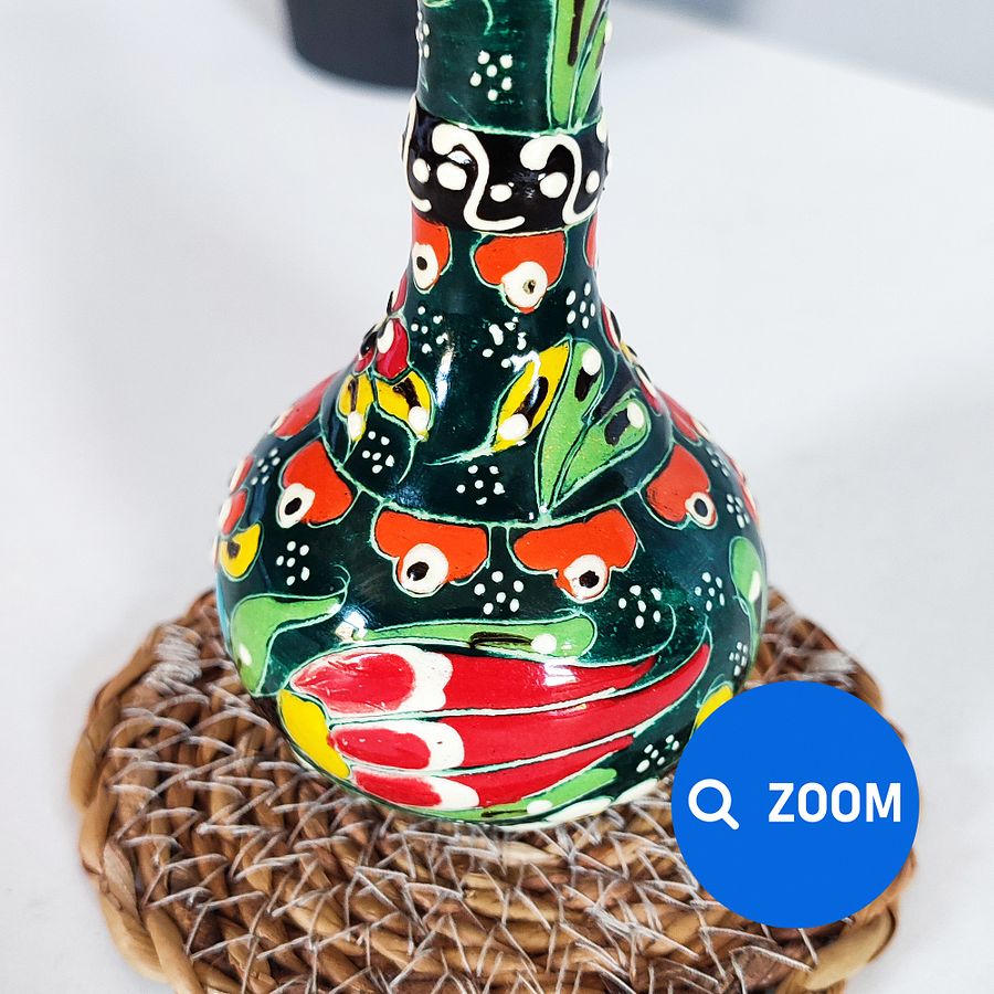 Ceramic vase (small), Turkish Iznik style (Gözyaşi) — handmade pottery product image (5)