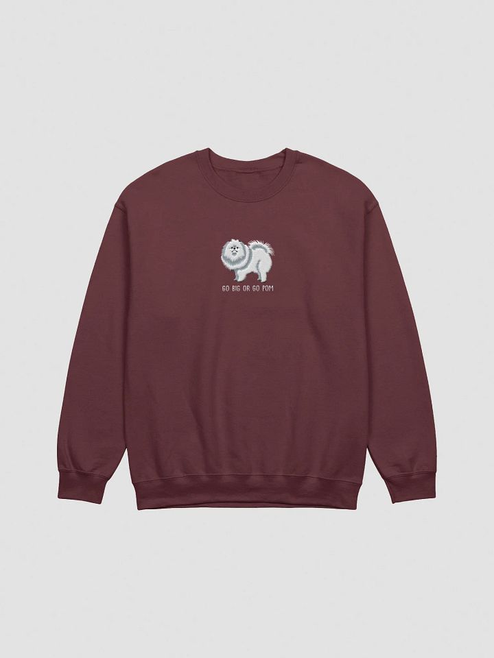 Go Big or Go Pom Sweatshirt (Embroidered) of a Pomeranian(White) product image (10)