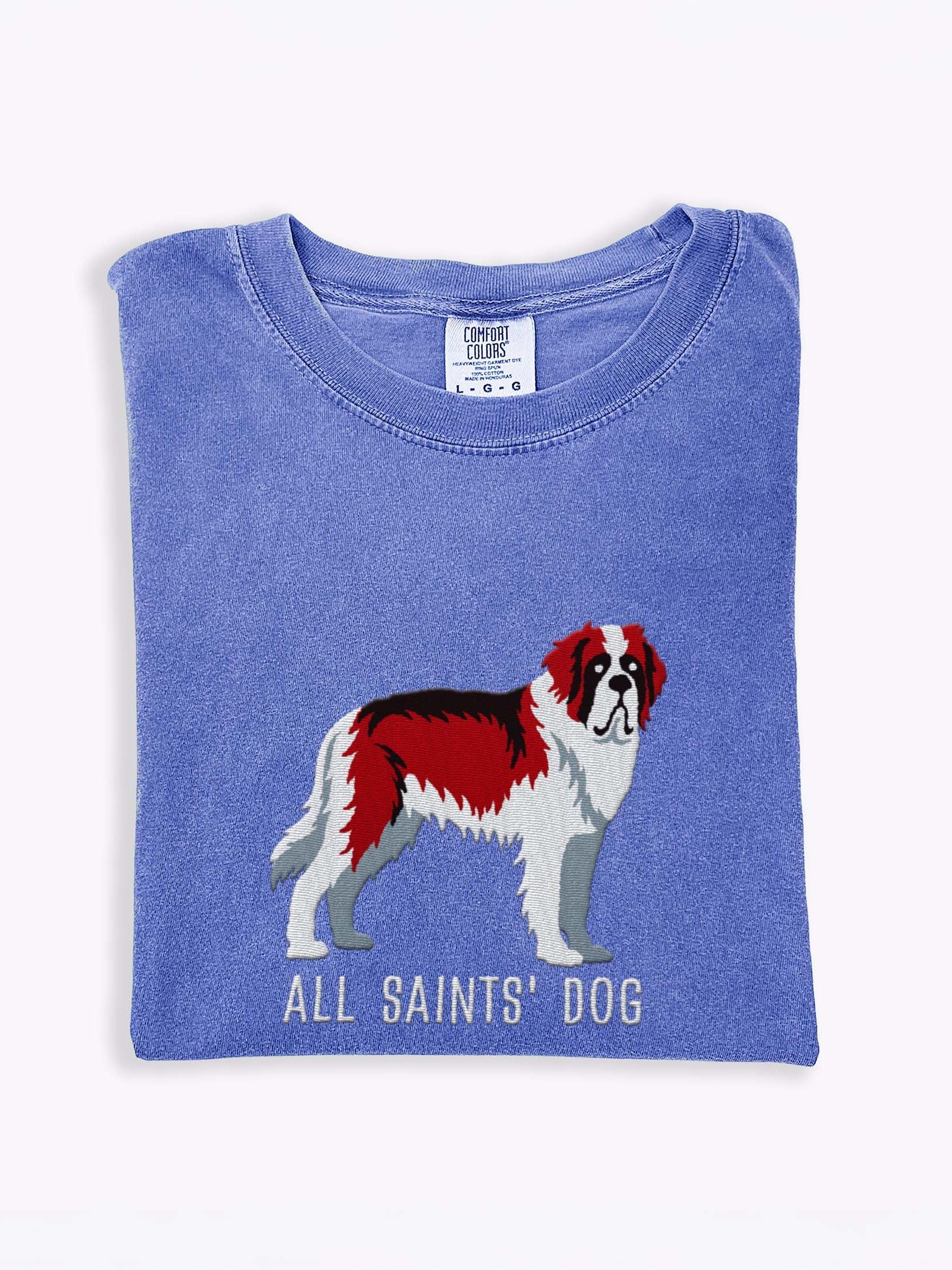 All Saints' Dog T-Shirt(Embroidered) of a Saint Bernard(Mahogany & White) product image (1)