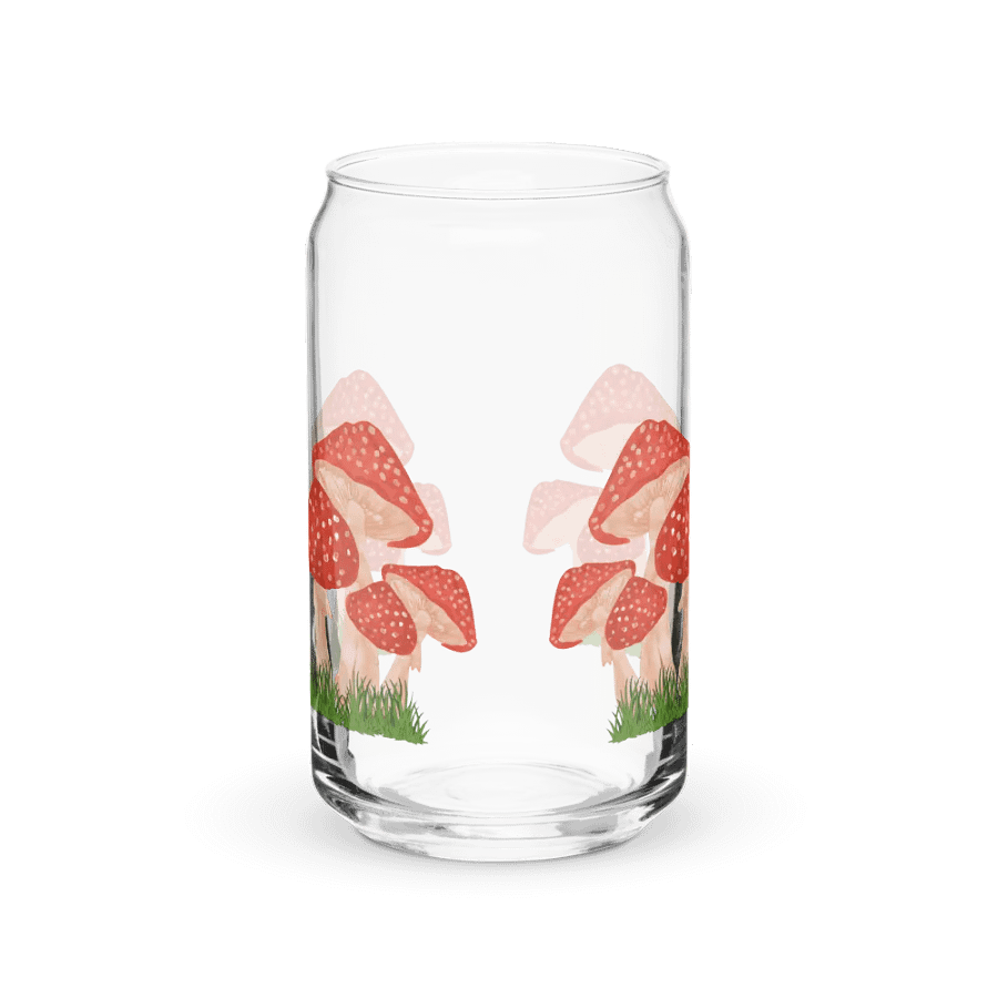 Mushroom Print Glass Can Cup With Or Without Lid product image (6)