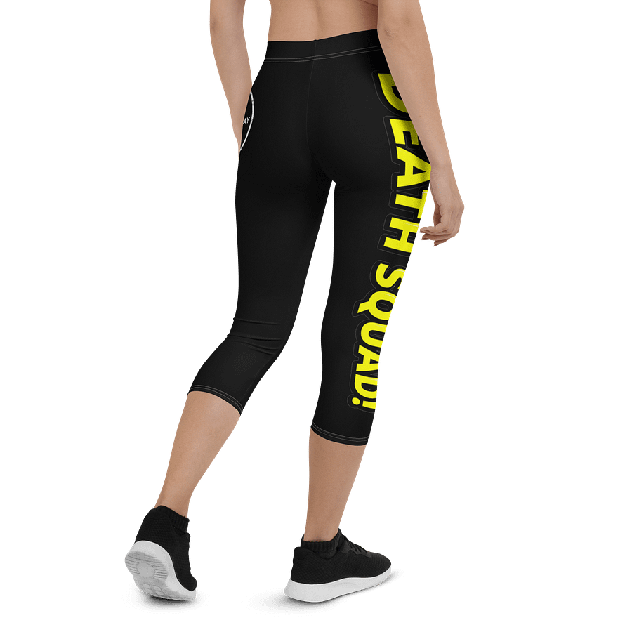 Death Squad Superhero Yellow Capri Yoga Pants Black product image (1)