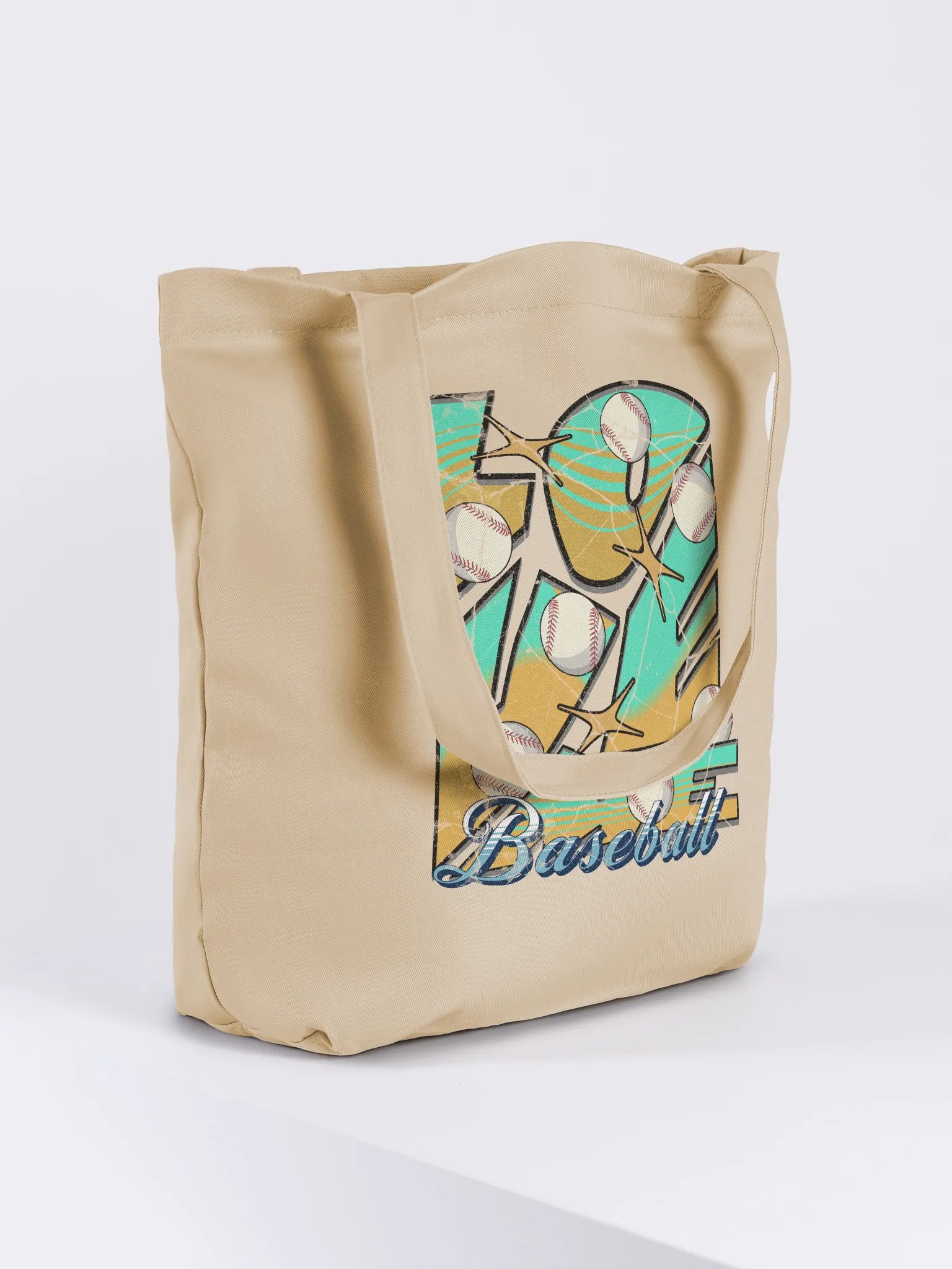Love Me Baseball Turquoise Tote Bag product image (1)