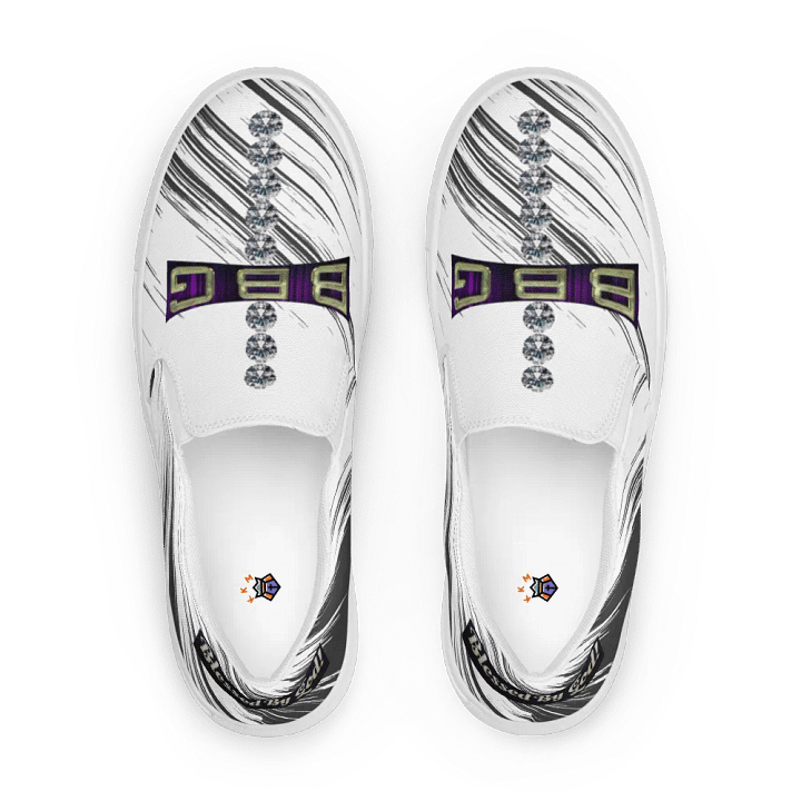 BBG White with Black Swirls Diamond Cross Women's Slip On product image (1)