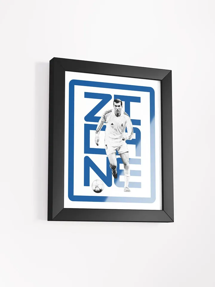 Zinedine Zidane BW Real Madrid Name Art Framed Print product image (1)
