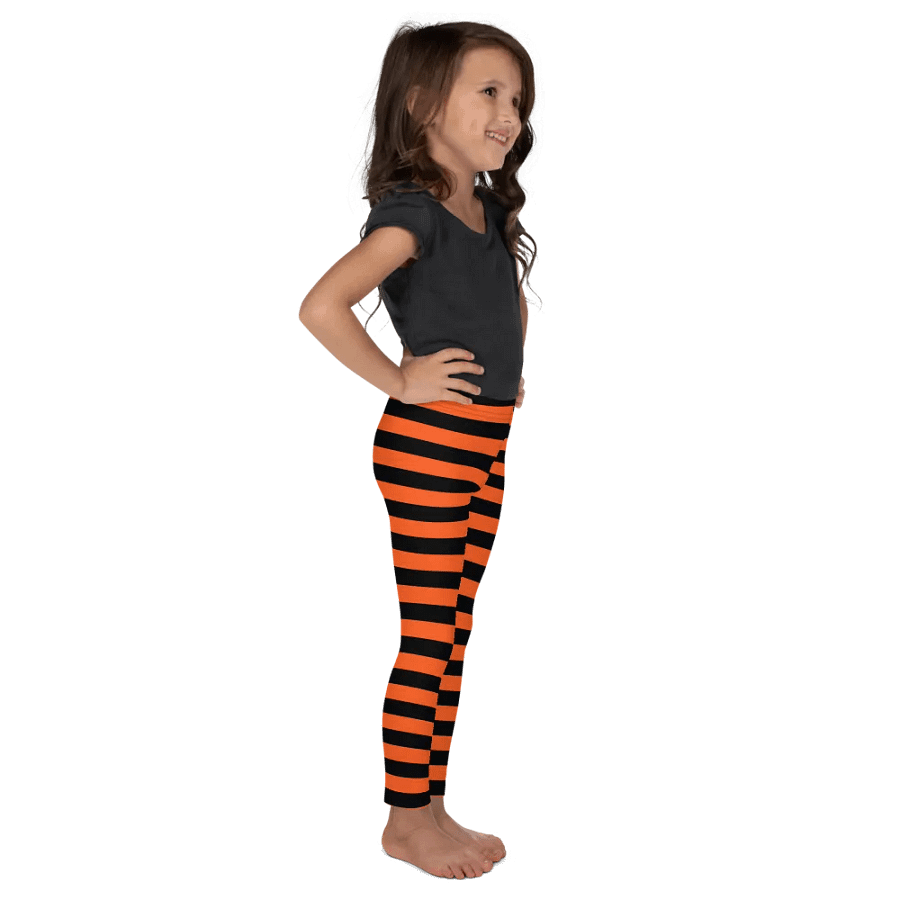 Striped Black and Orange Kids Leggings product image (6)