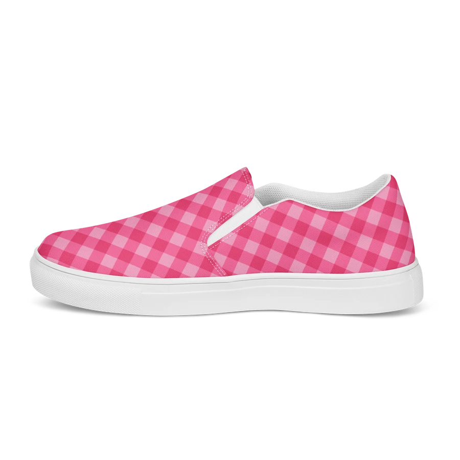 Bright Pink Checkered Plaid Women's Slip-On Shoes product image (6)