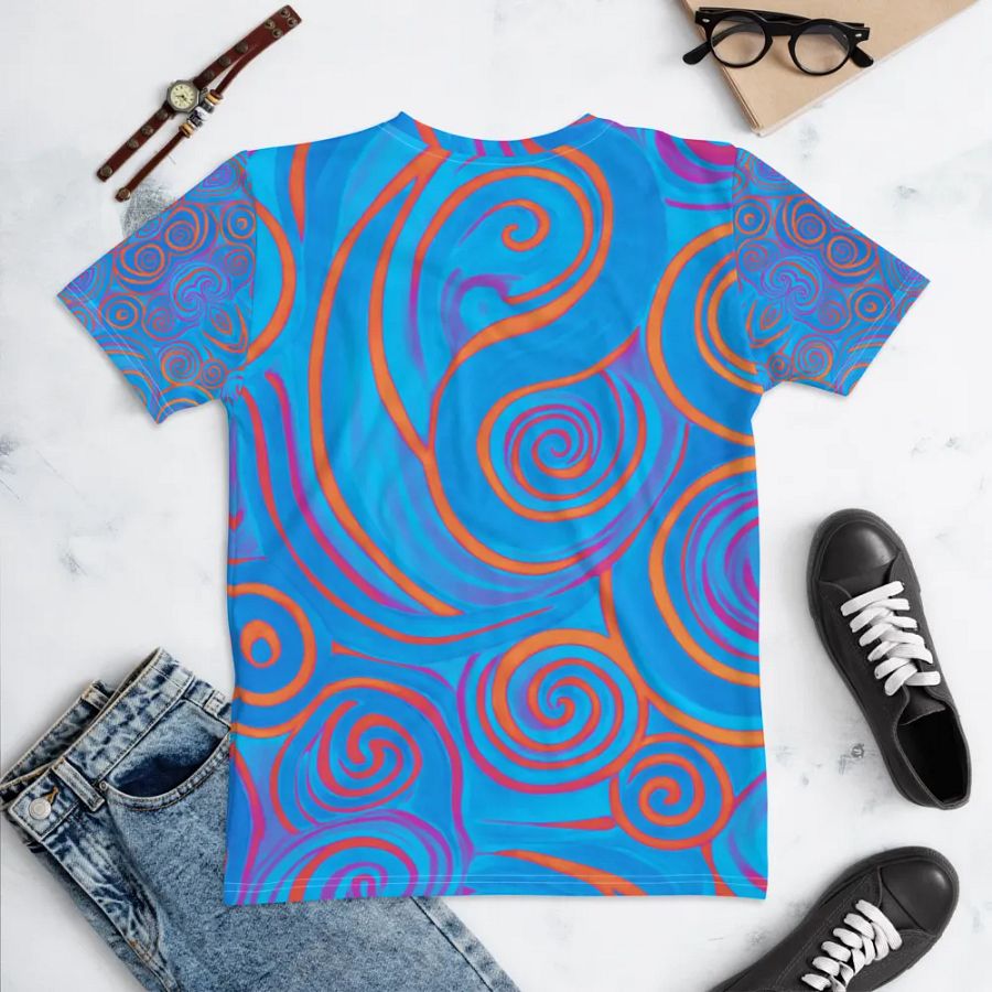 Funky Blue Dreams Liquid Tie-Dye Women's Crewneck T-shirt product image (6)