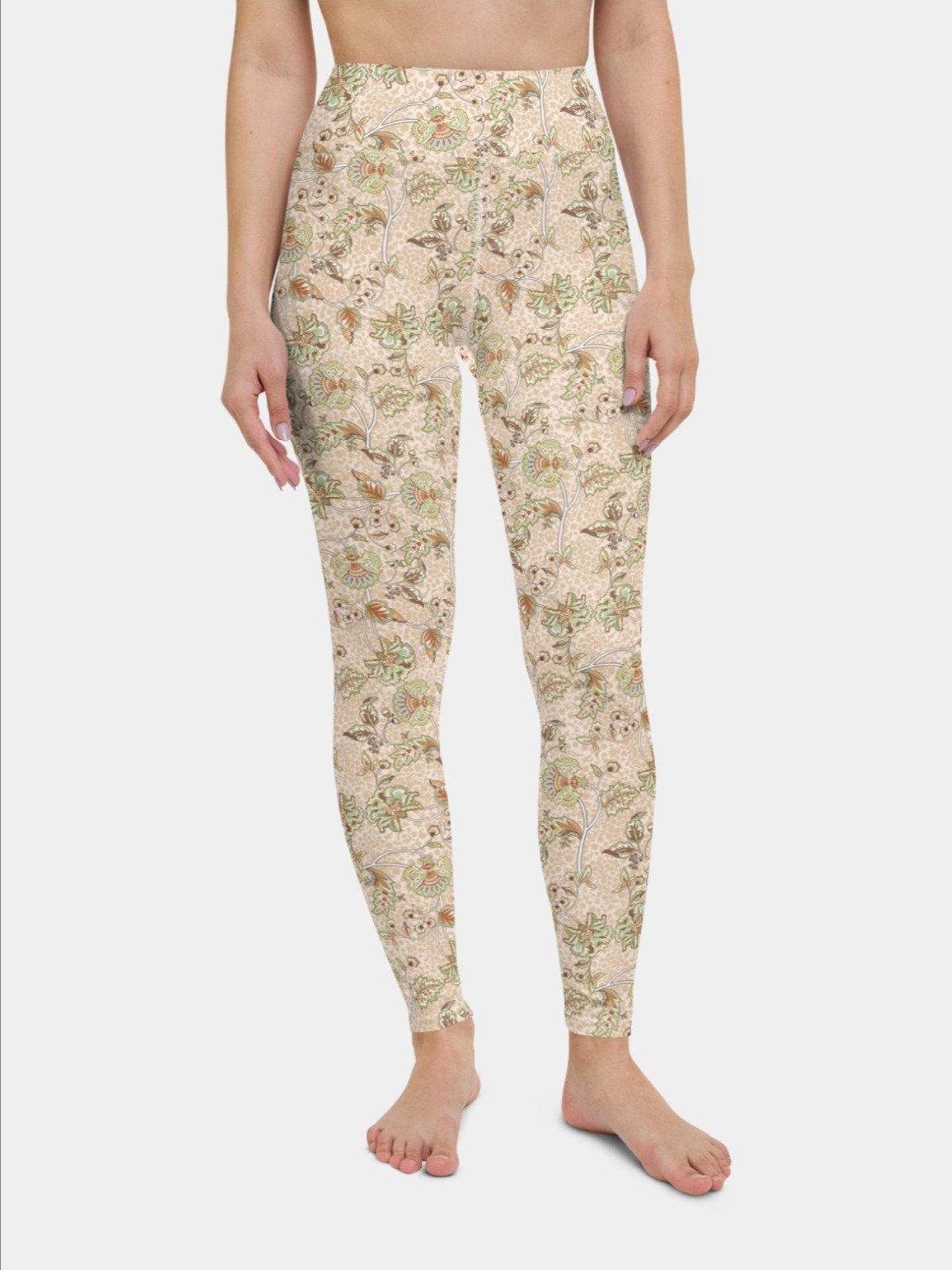 High-Waisted Leggings "Elegant Neutral Beige Chintz" product image (2)
