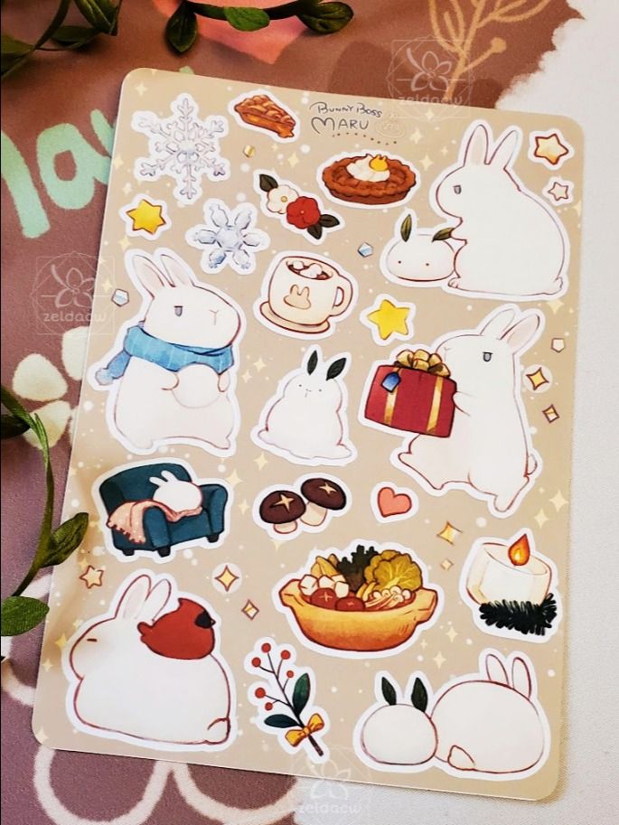 Bunny Boss Maru cozy winter sticker sheet product image (1)
