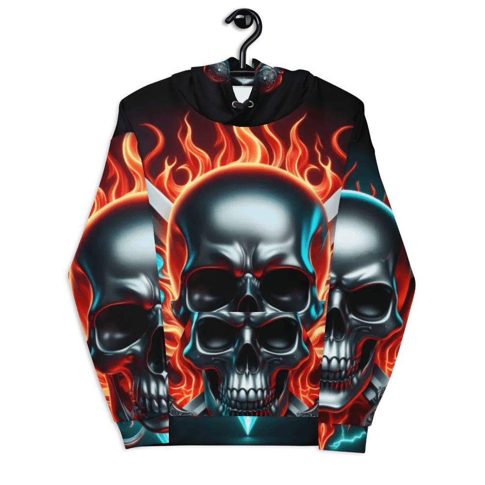 Fierce Skull All-Over Hoodie - Unisex Skull Hoodie #34 product image (7)
