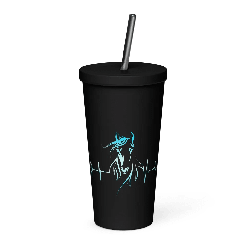 Horse Heartbeat Insulated Tumbler with a Straw product image (3)
