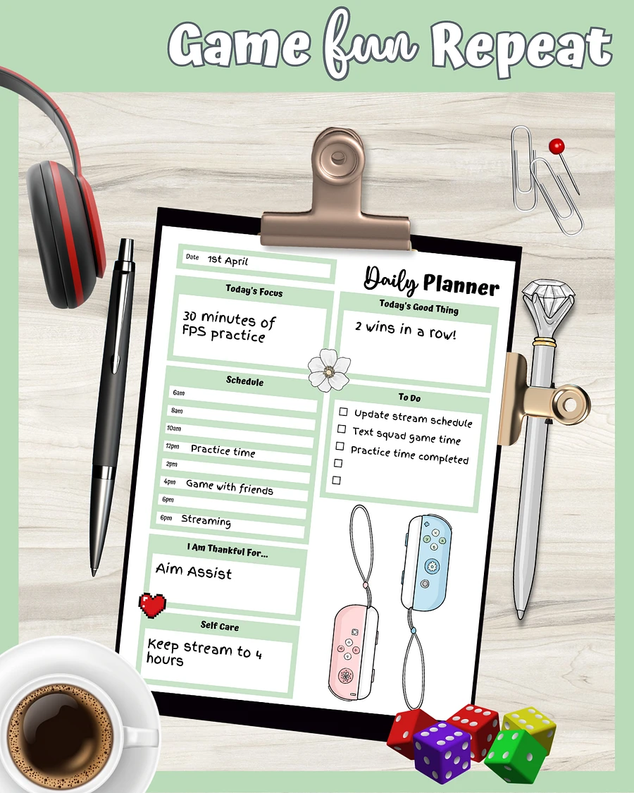 Green Printable Planner - Gamer Themed product image (2)