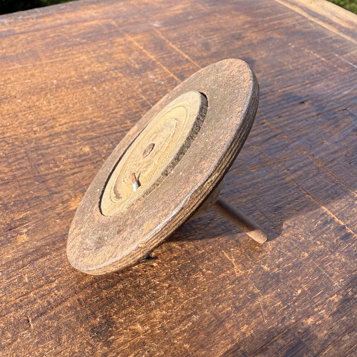 🎎 Antique Japanese Battling Top – Hand-Turned Wood and Iron Koma product image (1)