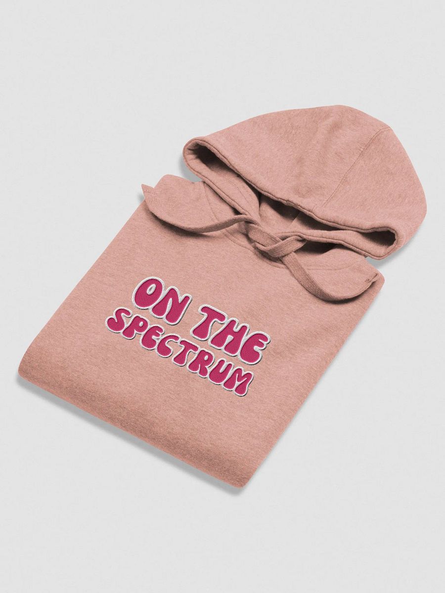 ON THE SPECTRUM lined design (lg., white and pink) embroidered heavyweight hoodie product image (12)