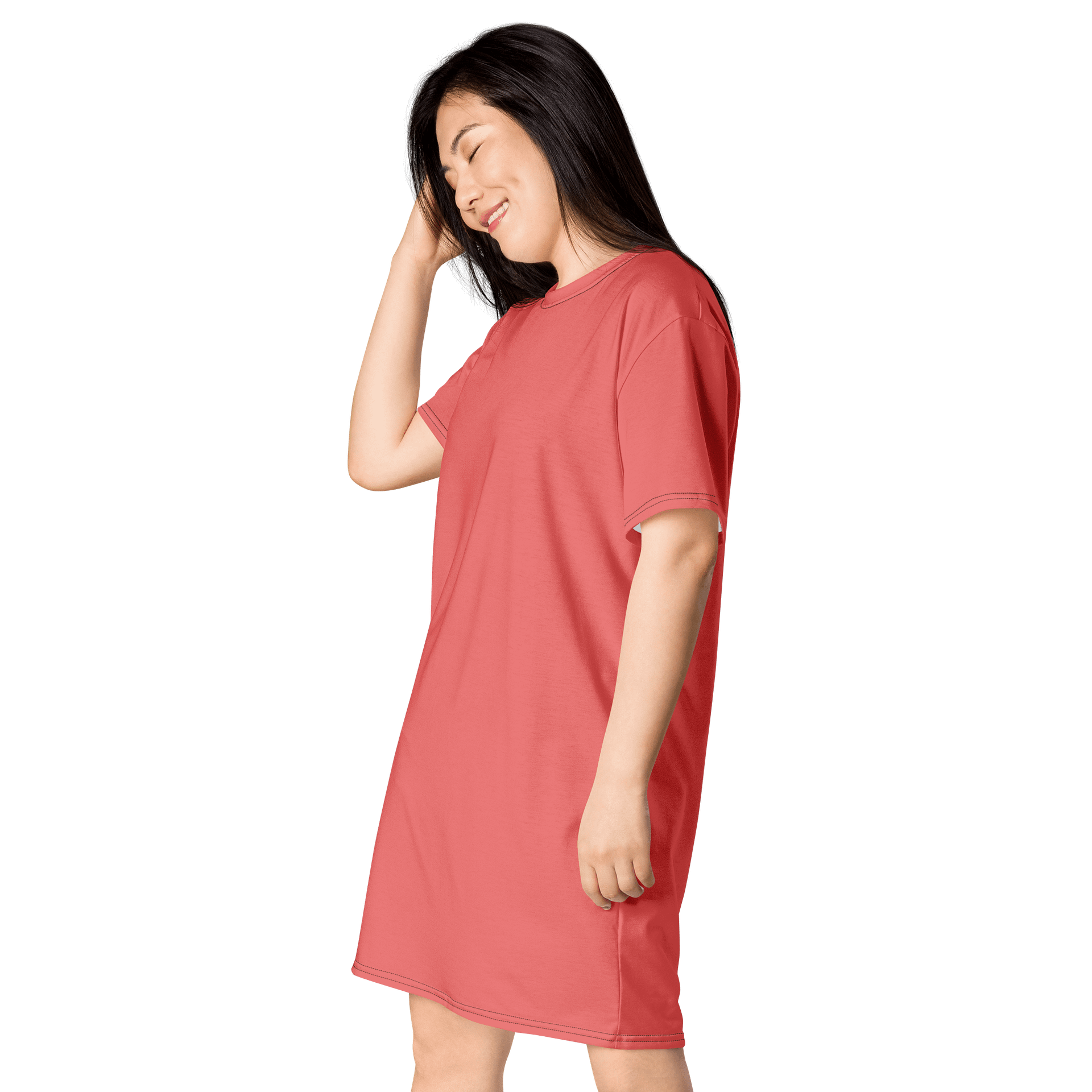 Salmon Oversized T-Shirt Dress | Stretchy Fabric | Casual or Formal Style | Sizes 2XS-6XL | Exclusive Design product image (3)