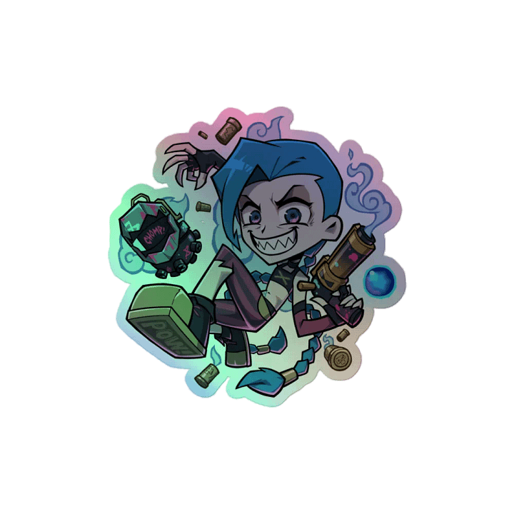 Crazy Blue Hair Girl Holo Sticker product image (2)