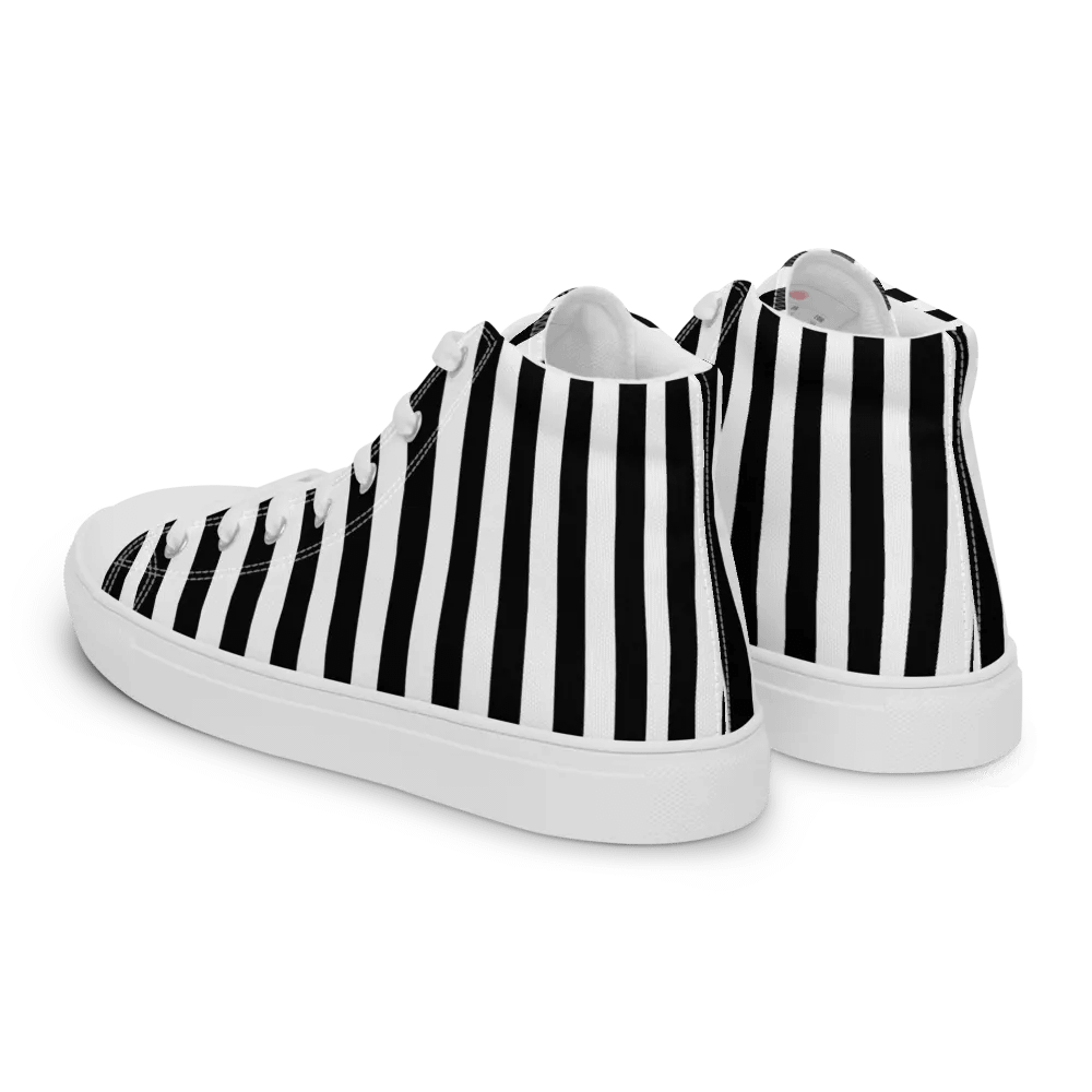 Men's Black And White Striped High Tops product image (5)