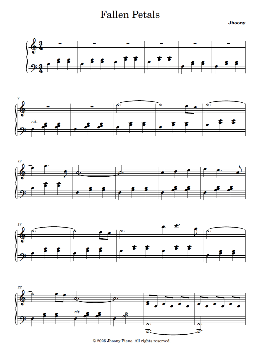 Fallen Petals - Sheet Music product image (1)