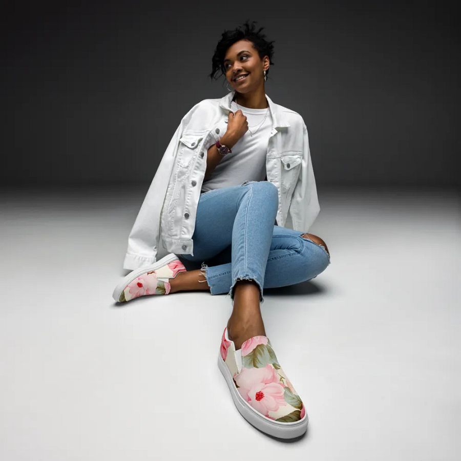 Vintage Rose Blossom Women's Canvas Shoes product image (7)