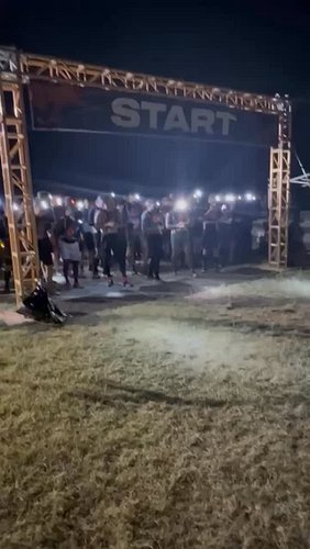 The start line of Toughest Mudder Colorado. Runners are setting off overnight for 12 hours of mud and obstacles. 

Good luck ...