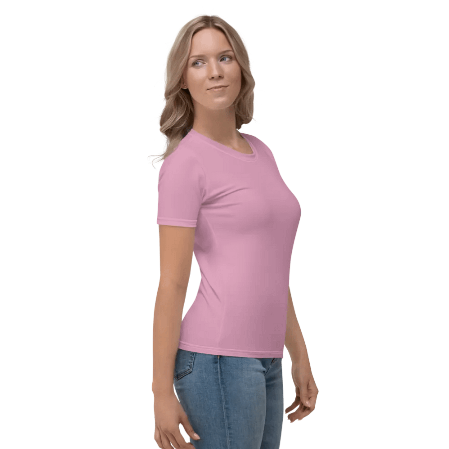 Plain Light Pink Light Summer Women's Crewneck Polyester Heavyweight Premium T-Shirt by Treasure Pie product image (2)