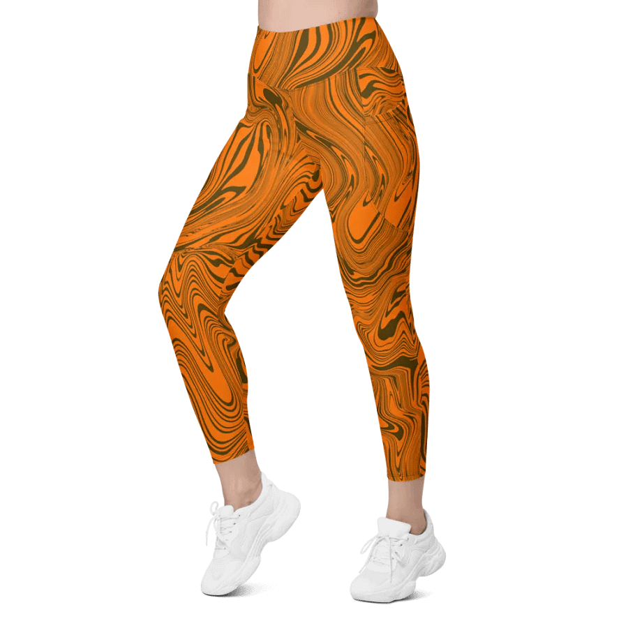 Leggings with Pockets - Abstract Orange Swirls product image (3)