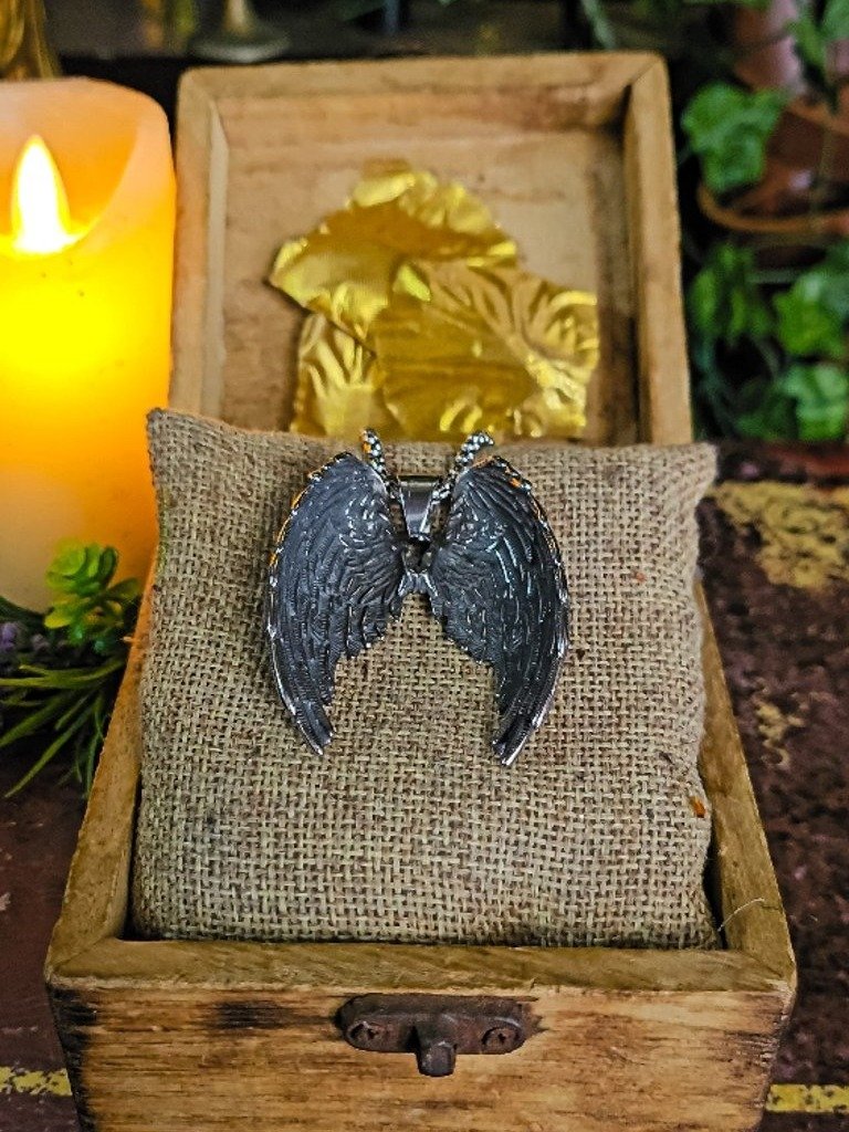 The Armored Kingdom Silver Guardian Wings of Glory Necklace - Wing Design - Stainless Steel product image (2)