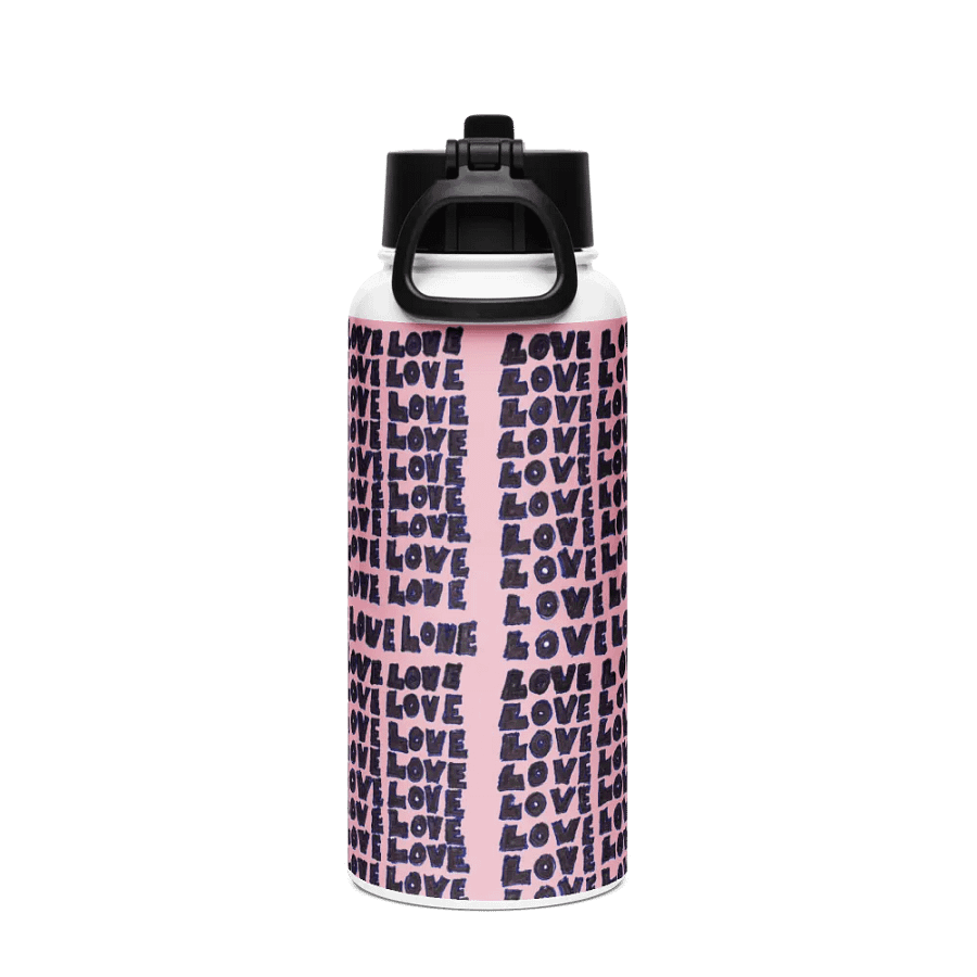 Love Stainless Steel Water Bottle with a Straw Lid in Pink product image (2)